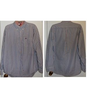 Tommy Hilfiger Men's Shirt Size XL Long Sleeve Red White Blue Green Stripe
